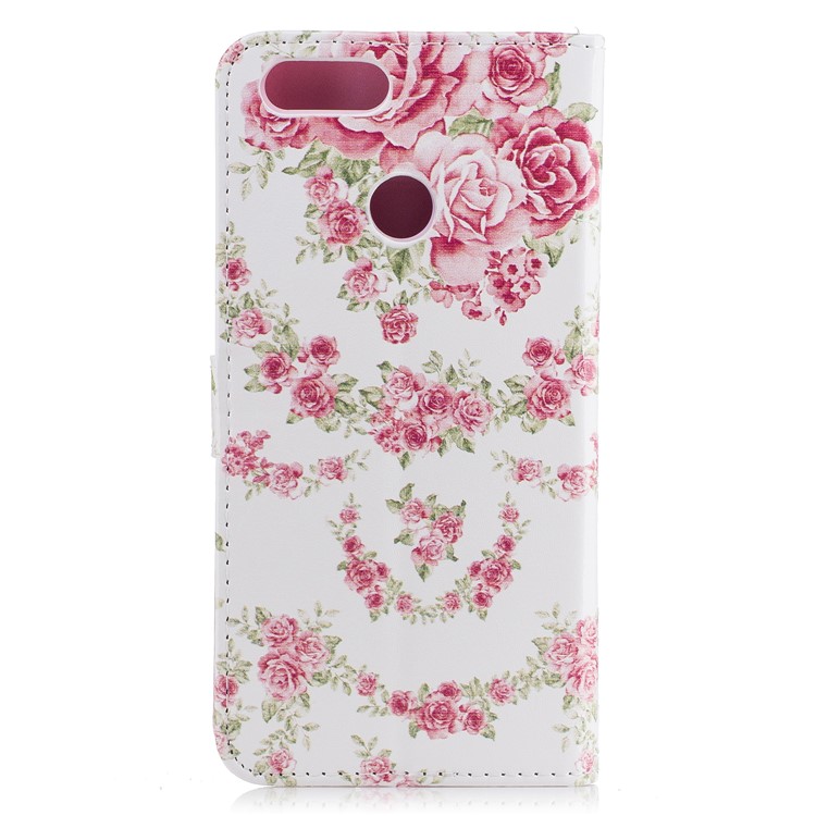 For Huawei Honor 7X Embossed PU Leather Stand Phone Cover Shell with Card Slots - Beautiful Roses-3