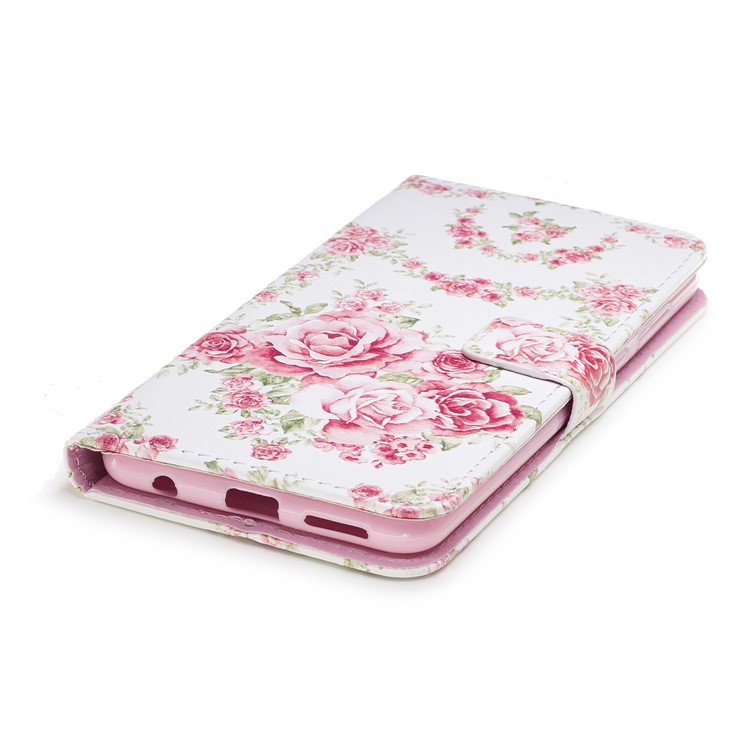 For Huawei Honor 7X Embossed PU Leather Stand Phone Cover Shell with Card Slots - Beautiful Roses-4