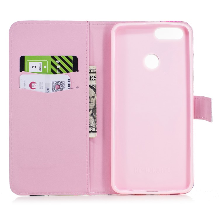 For Huawei Honor 7X Embossed PU Leather Stand Phone Cover Shell with Card Slots - Beautiful Roses-6