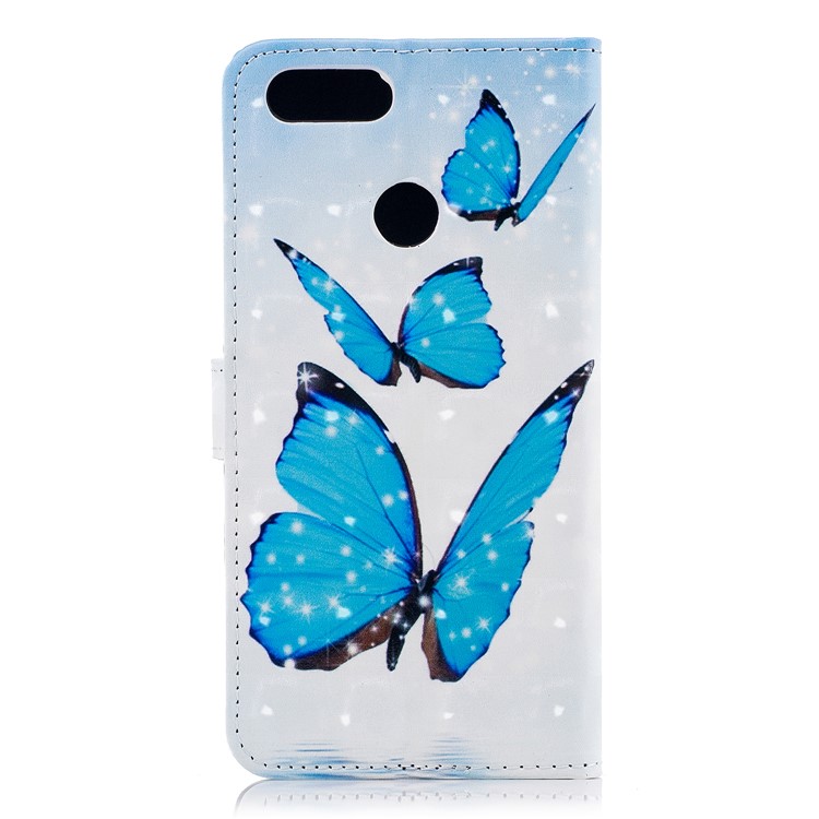 Light Spot Decor Patterned Wallet Leather Stand Cover for Huawei Honor 7X - Blue Butterflies-3