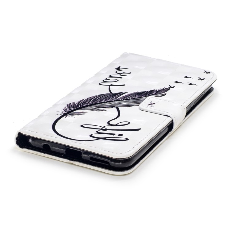 Light Spot Decor Patterned Wallet Leather Flip Cover for Huawei Honor 7X - Quill Pen-4