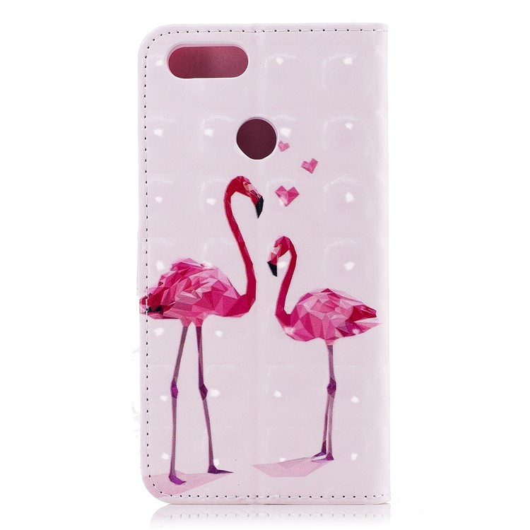Light Spot Decor Patterned Wallet Leather Flip Case for Huawei Honor 7X - Flamingos-3