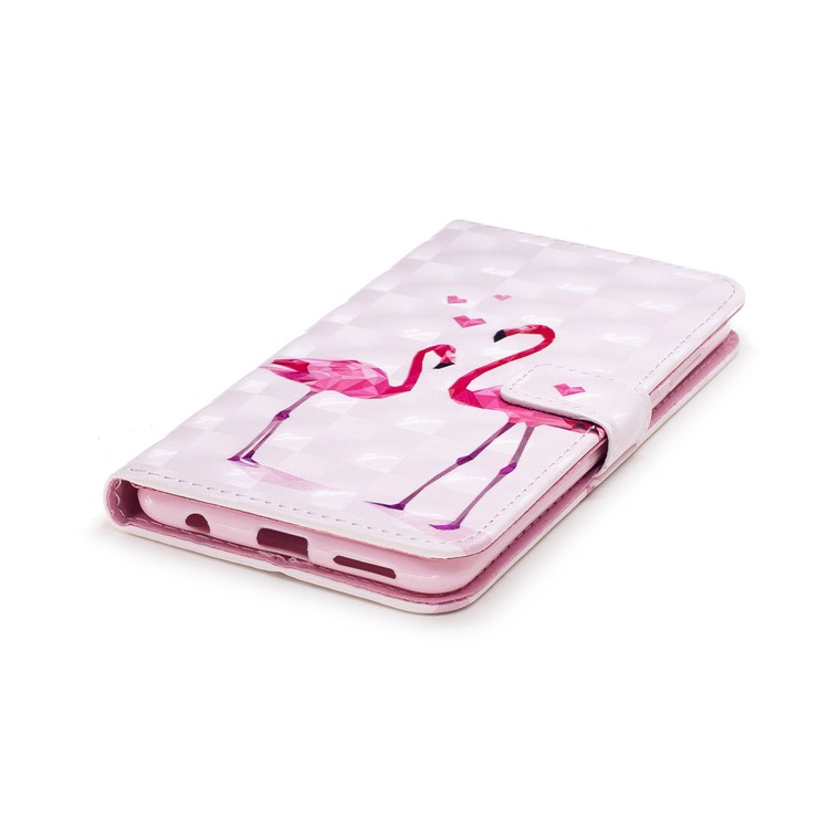 Light Spot Decor Patterned Wallet Leather Flip Case for Huawei Honor 7X - Flamingos-4