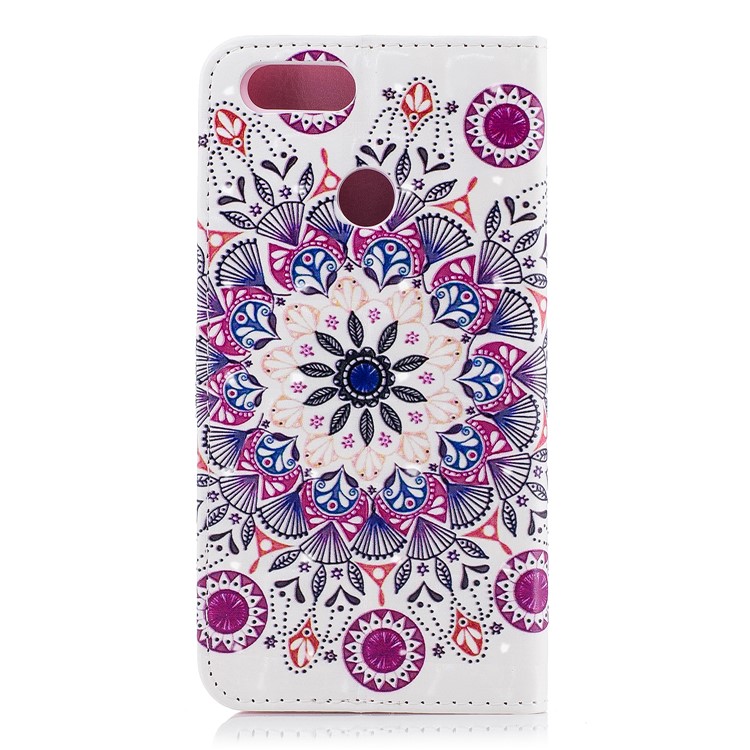 Light Spot Decor Patterned Leather Stand Mobile Phone Shell for Huawei Honor 7X - Flower Pattern-3