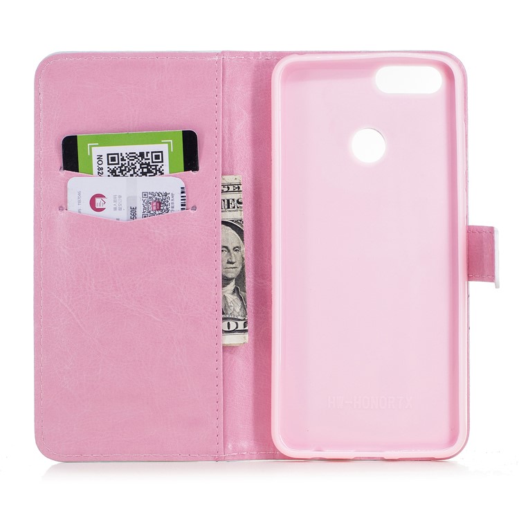 Light Spot Decor Patterned Leather Stand Mobile Phone Shell for Huawei Honor 7X - Flower Pattern-6