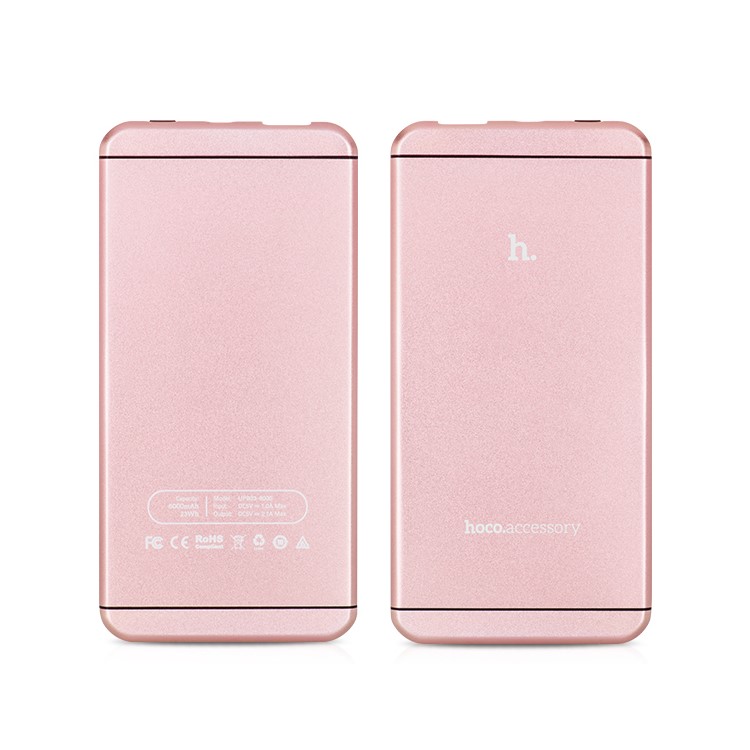 HOCO UPB03 6000mAh 2.1A Power Bank for iPhone iPad Samsung - Rose Gold Color-1