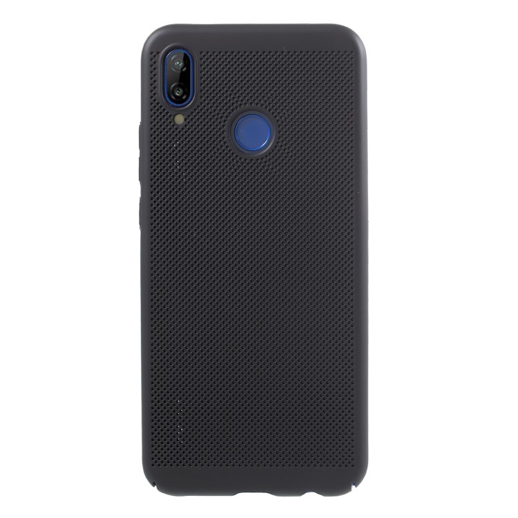 Hollow Mesh Rubberized PC Phone Casing for Huawei P20 Lite / Nova 3e - Black-2