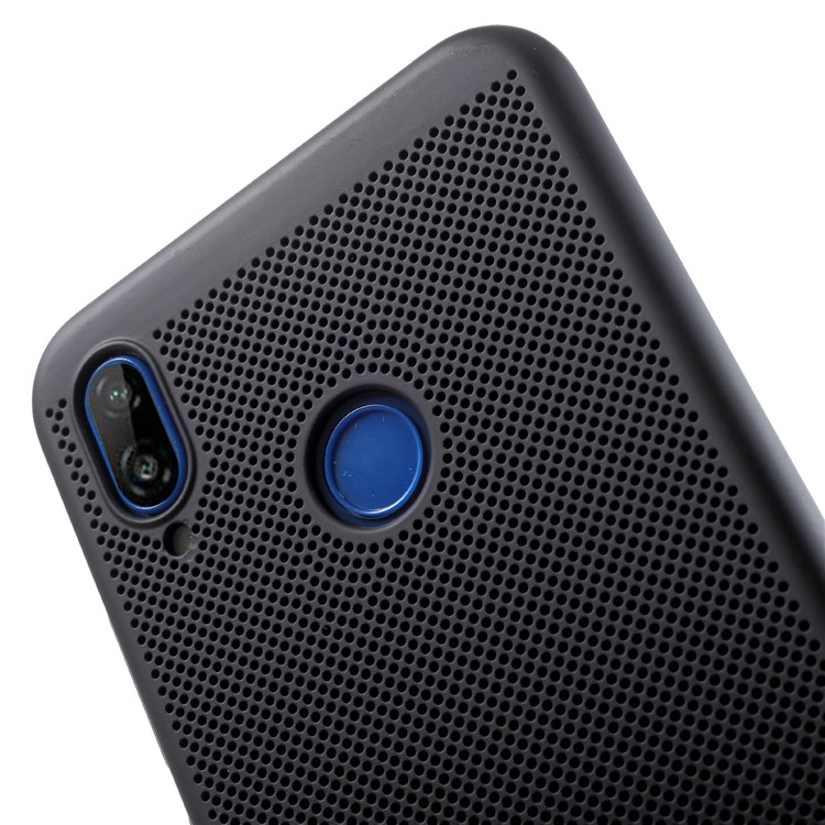 Hollow Mesh Rubberized PC Phone Casing for Huawei P20 Lite / Nova 3e - Black-5