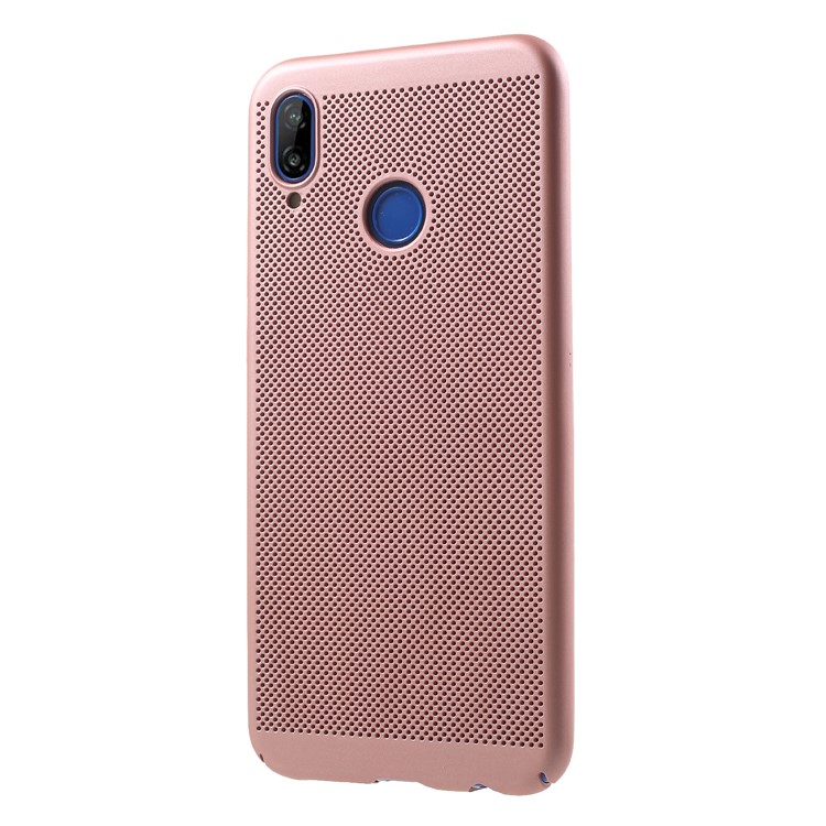 Hollow Mesh Rubberized PC Phone Cover for Huawei P20 Lite / Nova 3e - Rose Gold-3