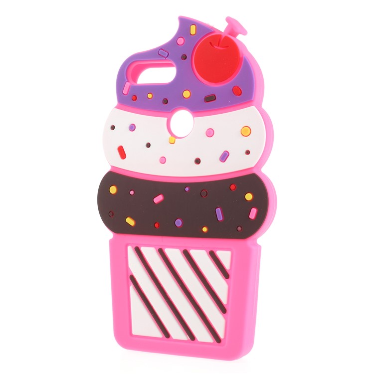3D Cherry Ice Cream Silicone Mobile Phone Cover Case for Huawei P Smart / Enjoy 7S - Rose-2