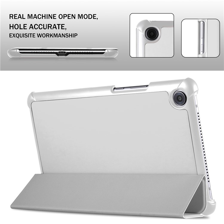 Tri-fold Stand Smart Leather Tablet Cover for Huawei MediaPad M5 8 - White-4