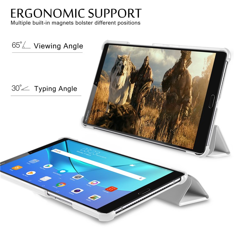 Tri-fold Stand Smart Leather Tablet Cover for Huawei MediaPad M5 8 - White-7