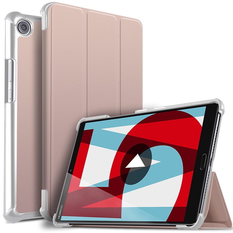 Flip Smart Leather Tri-fold Stand Protector Cover for Huawei MediaPad M5 8 - Rose Gold-1