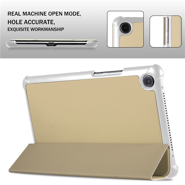 Tri-fold Stand Leather Smart Cover Case for Huawei MediaPad M5 8 - Gold-4