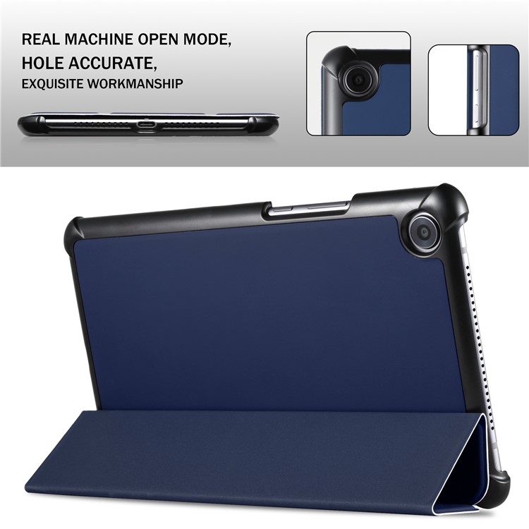 Tri-fold Stand Smart Leather Tablet Cover Shell for Huawei MediaPad M5 8 - Dark Blue-4
