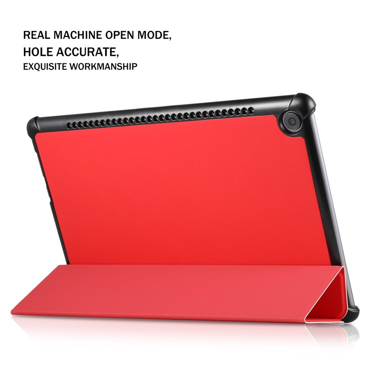 Tri-fold Stand Smart Leather Protective Shell for Huawei MediaPad M5 10/M5 10 (Pro) - Red-4