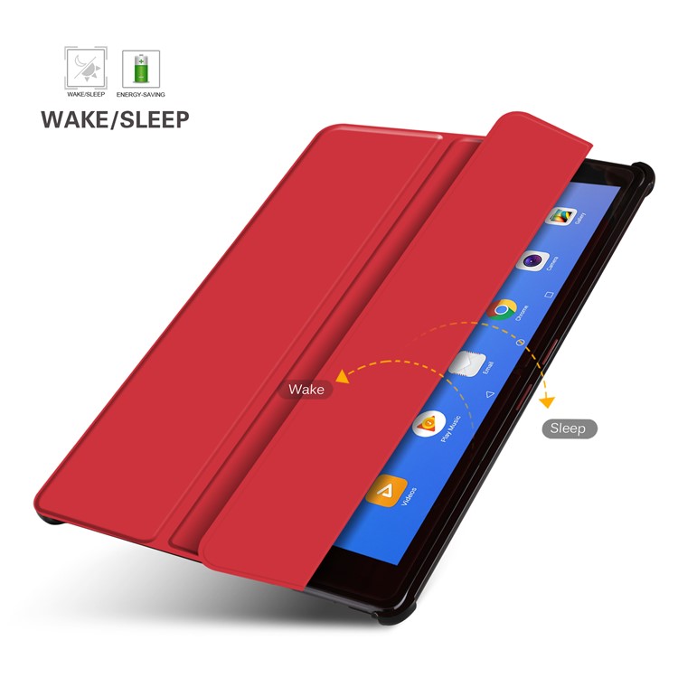 Tri-fold Stand Smart Leather Protective Shell for Huawei MediaPad M5 10/M5 10 (Pro) - Red-6