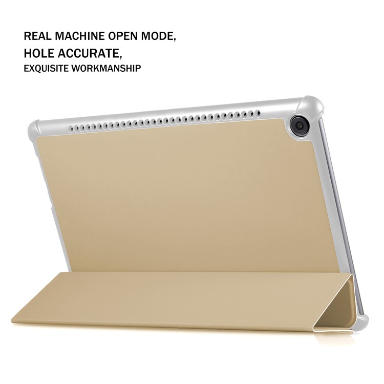 Tri-fold Stand Smart Leather Tablet Shell Case for Huawei MediaPad M5 10/M5 10 (Pro) - Gold-4