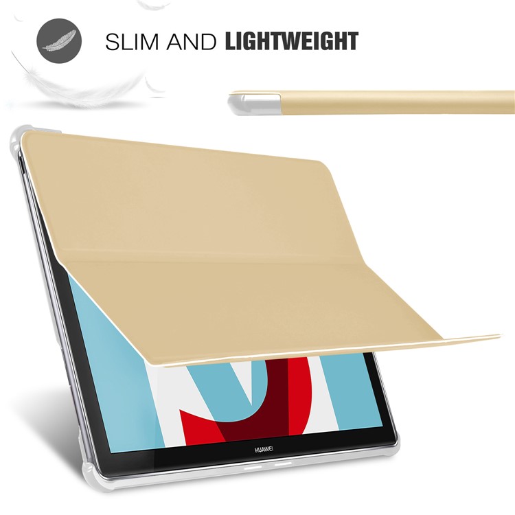 Tri-fold Stand Smart Leather Tablet Shell Case for Huawei MediaPad M5 10/M5 10 (Pro) - Gold-5
