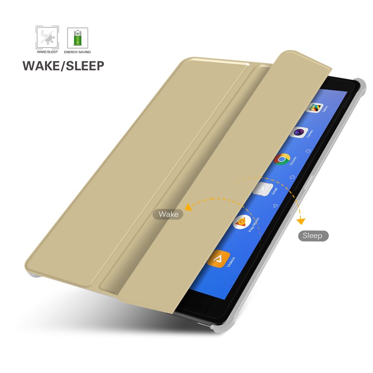 Tri-fold Stand Smart Leather Tablet Shell Case for Huawei MediaPad M5 10/M5 10 (Pro) - Gold-6