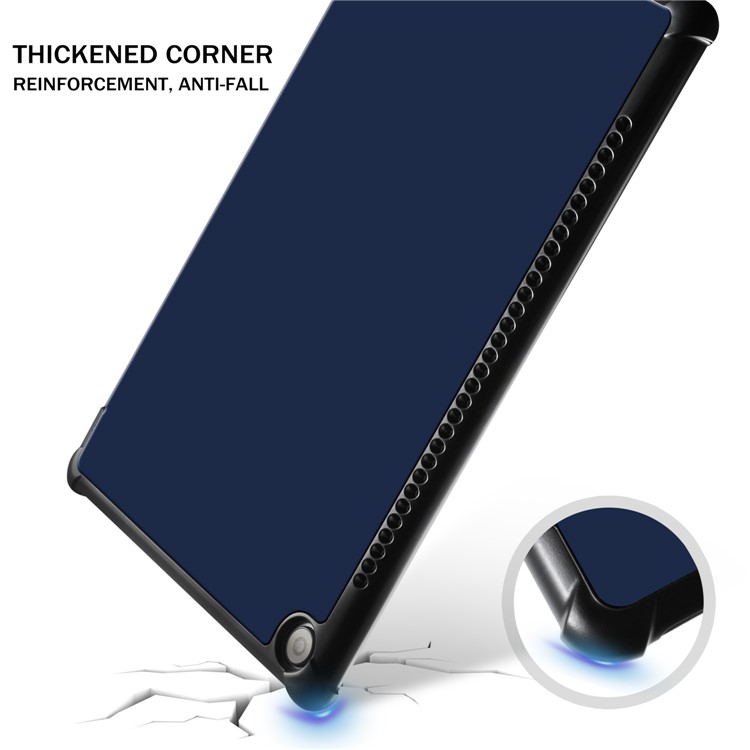 Tri-fold Stand Smart Leather Cover Protector for Huawei MediaPad M5 10/M5 10 (Pro) - Dark Blue-2