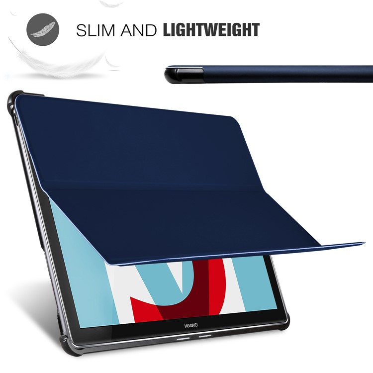 Tri-fold Stand Smart Leather Cover Protector for Huawei MediaPad M5 10/M5 10 (Pro) - Dark Blue-5