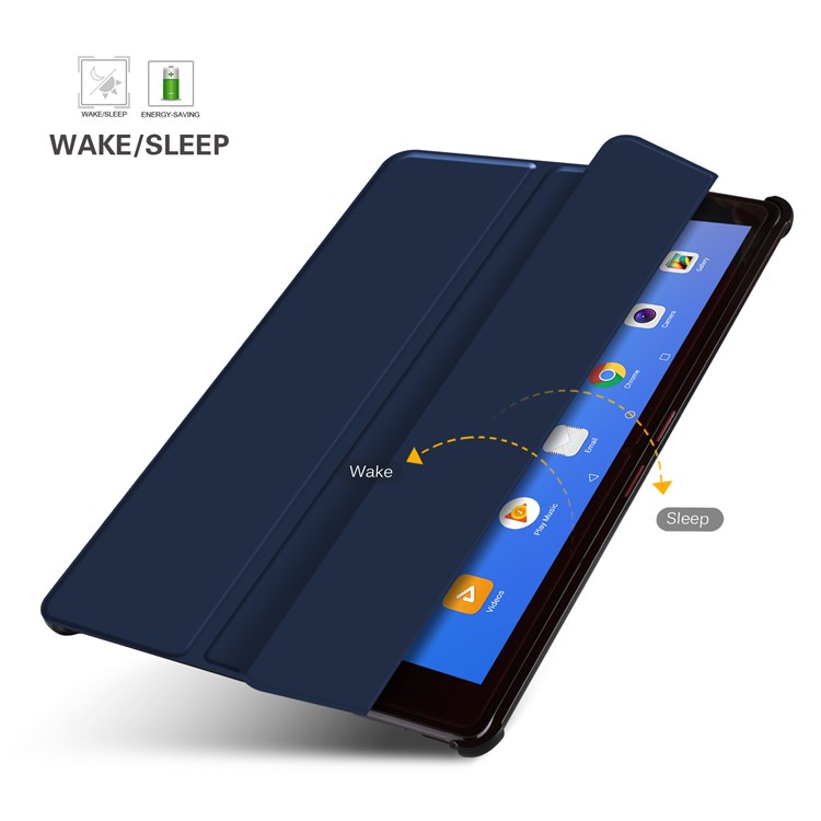 Tri-fold Stand Smart Leather Cover Protector for Huawei MediaPad M5 10/M5 10 (Pro) - Dark Blue-6