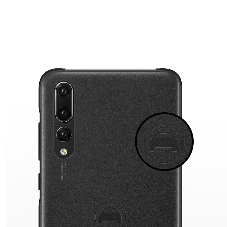HUAWEI PU Leather Coated PC Hard Case + Magnetic Car Air Vent Mount Set for Huawei P20 Pro - Black-5