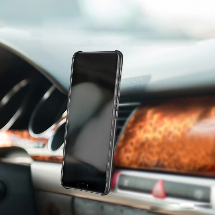 HUAWEI PU Leather Coated PC Hard Case + Magnetic Car Air Vent Mount Set for Huawei P20 Pro - Black-8