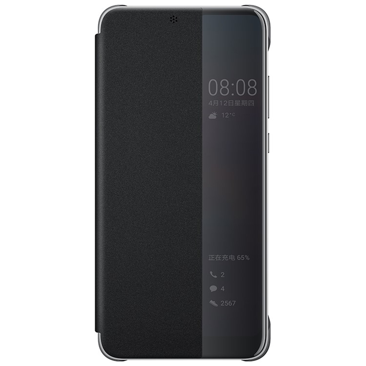 HUAWEI OEM Side View Window Auto Wake up/Sleep Leather Case for Huawei P20 - Black-1