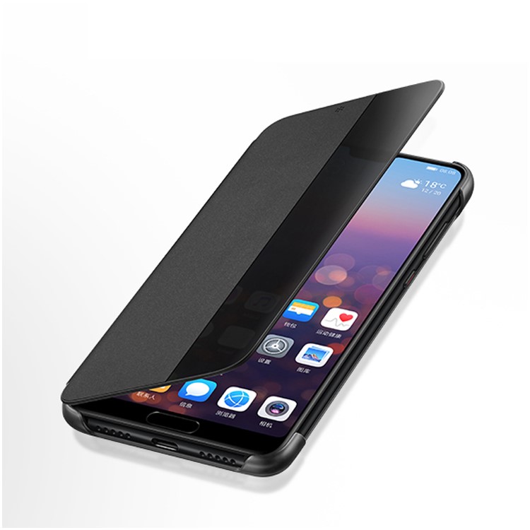 HUAWEI OEM Side View Window Auto Wake up/Sleep Leather Case for Huawei P20 - Black-4