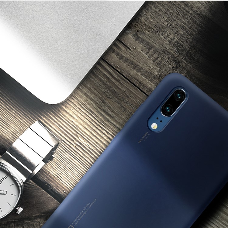 HUAWEI Liquid Silicone Silky Feel Mobile Phone Shell for Huawei P20 - Dark Blue-4