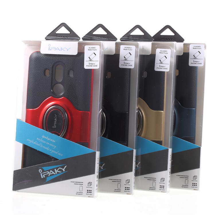 IPAKY PC + TPU Hybrid Protective Cover with Ring Holder Stand for Huawei Mate 10 Pro - Black-10