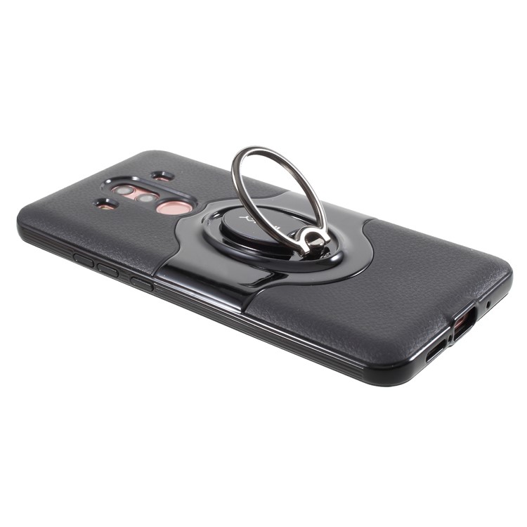 IPAKY PC + TPU Hybrid Protective Cover with Ring Holder Stand for Huawei Mate 10 Pro - Black-6