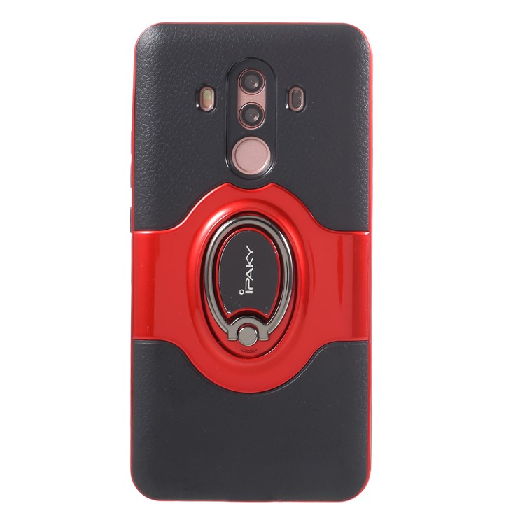 IPAKY PC + TPU Hybrid Case Cover with Ring Holder Stand for Huawei Mate 10 Pro - Red-1