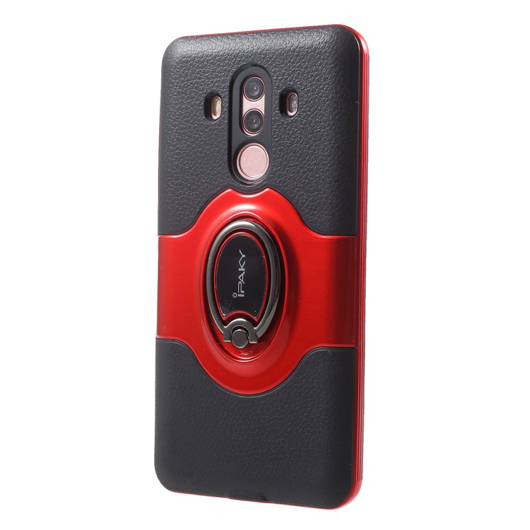 IPAKY PC + TPU Hybrid Case Cover with Ring Holder Stand for Huawei Mate 10 Pro - Red-3