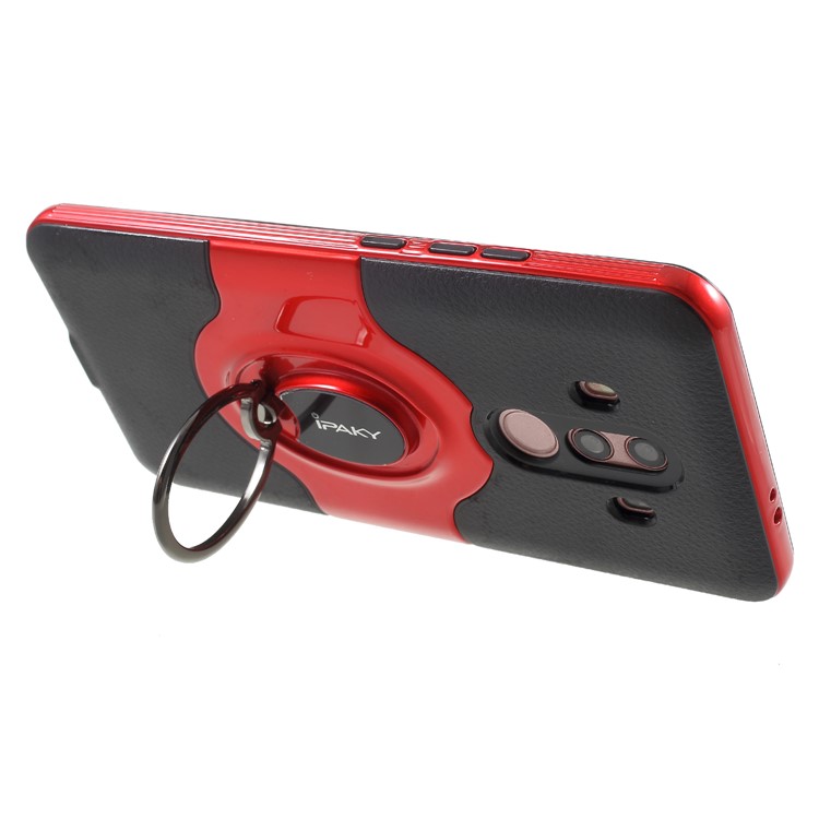 IPAKY PC + TPU Hybrid Case Cover with Ring Holder Stand for Huawei Mate 10 Pro - Red-5