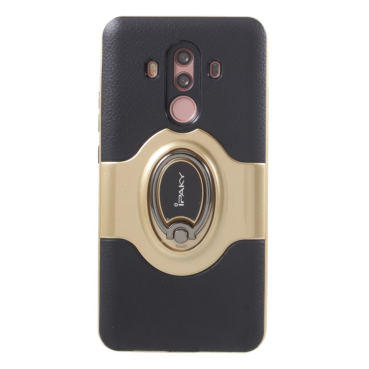 IPAKY PC + TPU Hybrid Protective Back Casing with Ring Holder Stand for Huawei Mate 10 Pro - Gold-1