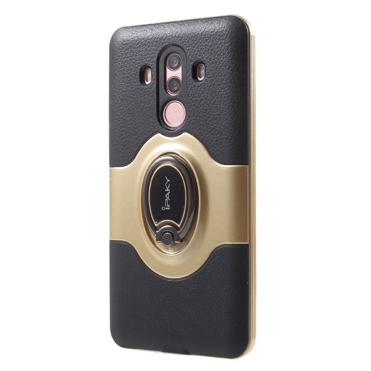 IPAKY PC + TPU Hybrid Protective Back Casing with Ring Holder Stand for Huawei Mate 10 Pro - Gold-3