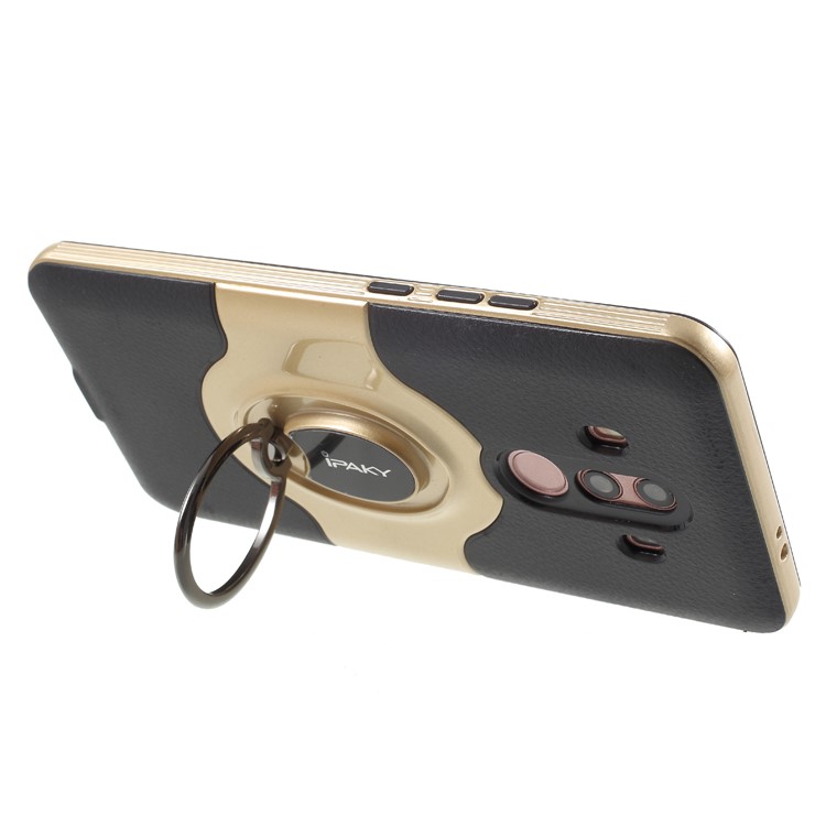 IPAKY PC + TPU Hybrid Protective Back Casing with Ring Holder Stand for Huawei Mate 10 Pro - Gold-5