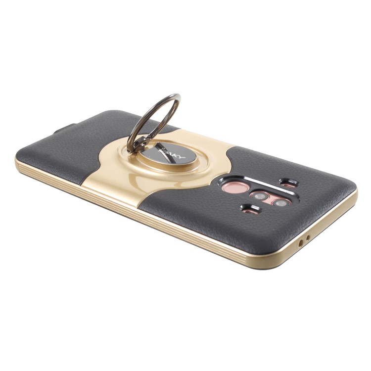 IPAKY PC + TPU Hybrid Protective Back Casing with Ring Holder Stand for Huawei Mate 10 Pro - Gold-6