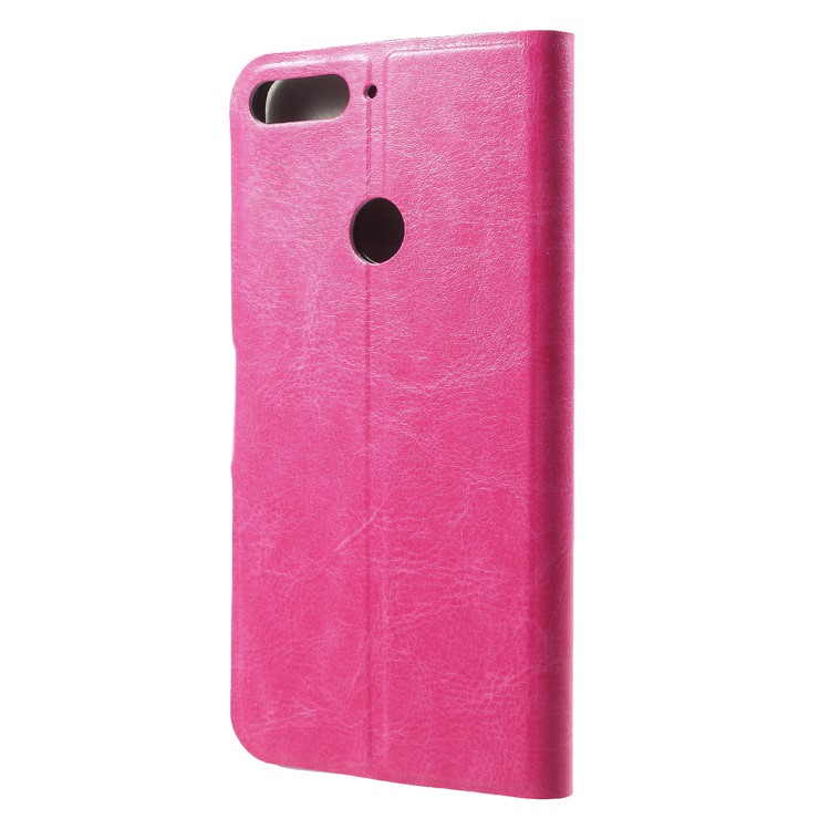 Crazy Horse Texture Card Holder Stand Flip Leather Case for Huawei Honor 7C/Enjoy 8/Nova 2 Live /Y7 Prime (2018) - Rose-2