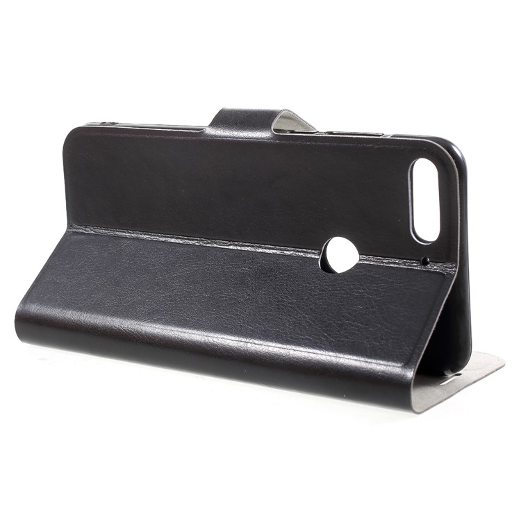 Crazy Horse Texture Card Holder Stand Flip Leather Cover for Huawei Honor 7C/Enjoy 8/Nova 2 Live /Y7 Prime (2018) - Black-4
