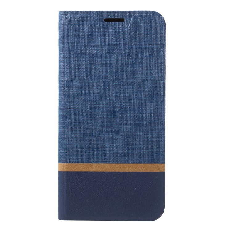 For Huawei Honor 7C / Enjoy 8 Cross Pattern Bi-color Card Slot Leather Case Accessory - Blue-3