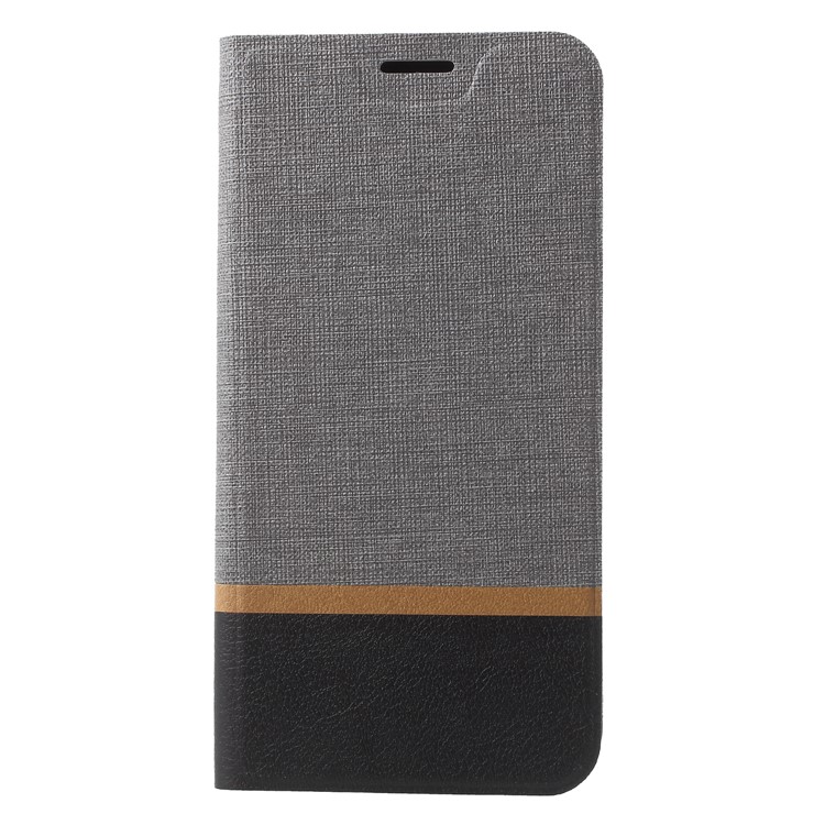 For Huawei Honor 7C / Enjoy 8 /Y7 Prime (2018) Cross Pattern Bi-color Leather Phone Protection Flip Cover with Card Slot - Grey-1