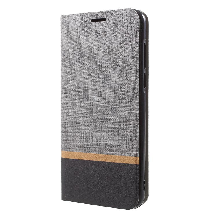 For Huawei Honor 7C / Enjoy 8 /Y7 Prime (2018) Cross Pattern Bi-color Leather Phone Protection Flip Cover with Card Slot - Grey-3