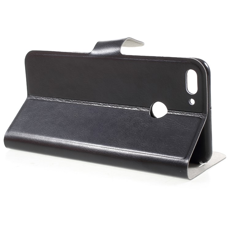Crazy Horse Texture Card Holder Stand Leather Case for Huawei Y9 (2018) / Enjoy 8 Plus - Black-4