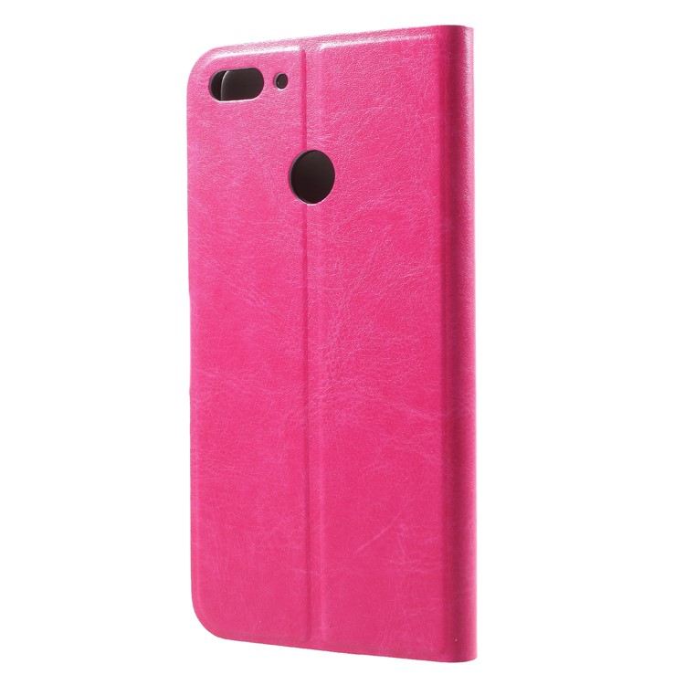Crazy Horse Texture Card Holder Stand Leather Phone Case for Huawei Y9 (2018) / Enjoy 8 Plus - Rose-2
