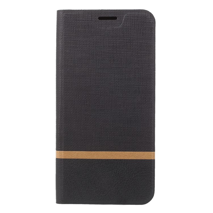 Cross Texture Contrast Color Stand Leather Phone Case for Huawei Y9 (2018)/ Enjoy 8 Plus - Black-3