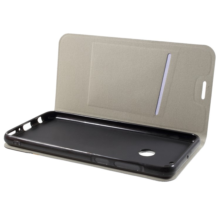 Cross Texture Contrast Color Stand Leather Phone Cover for Huawei Y9 (2018)/ Enjoy 8 Plus - Grey-5